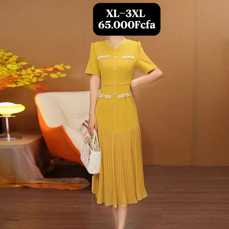 Robe Jaune Plisse — visuel 1