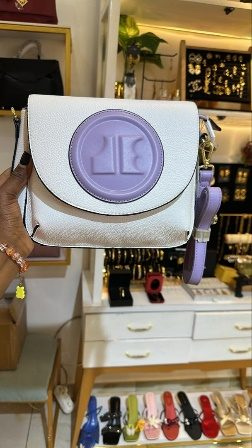 Sac A Main Carre Blanc Violet — visuel 1